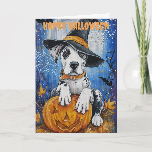 Halloween Great Dane Dog Holiday Card (Front)