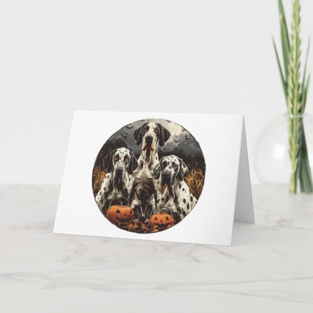Halloween Great Dane Dogs Jack O Lantern Card (Front)