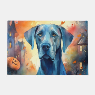 Halloween Great Dane With Pumpkins Scary Doormat