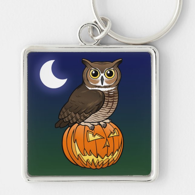 Halloween Great Horned Owl Key Ring (Front)