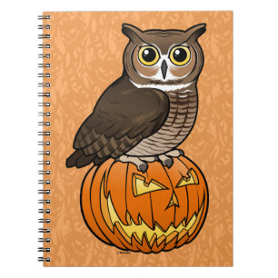 Halloween Great Horned Owl Spiral Notebook