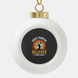 Halloween Great Pumpkin Believer Retro Skeleton Ceramic Ball Christmas Ornament