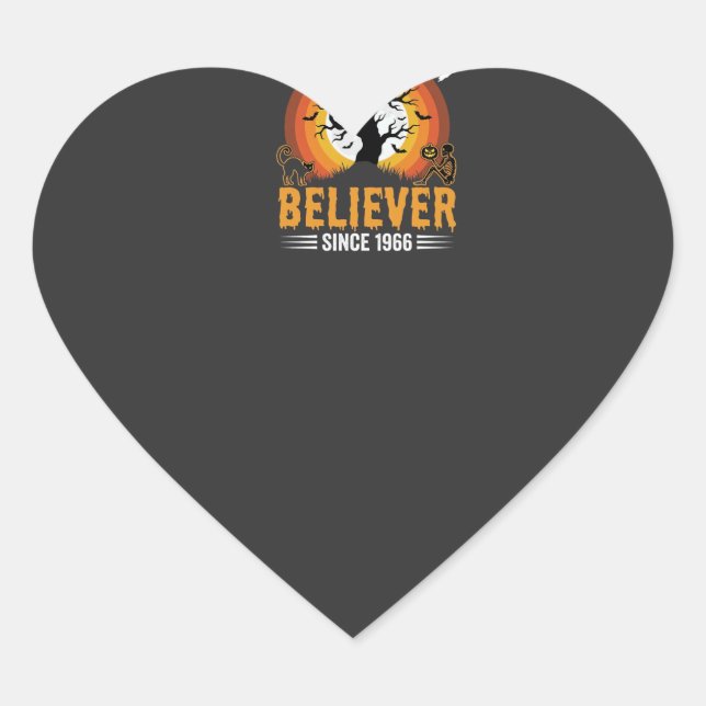 Halloween Great Pumpkin Believer Retro Skeleton Heart Sticker (Front)