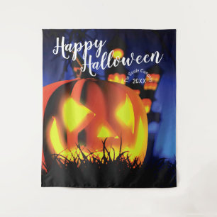 Halloween Great Pumpkin Lantern Party Background Tapestry