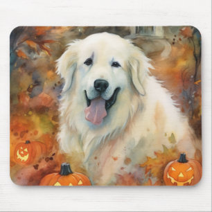 Halloween Great Pyrenees With Pumpkins Scary Mouse Pad