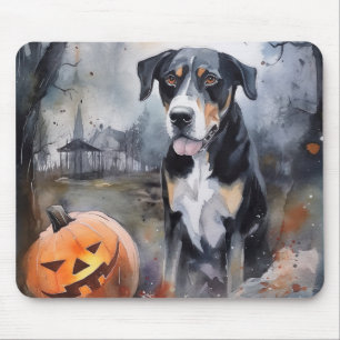 Halloween Greater Swiss With Pumpkins Scary Mouse Pad