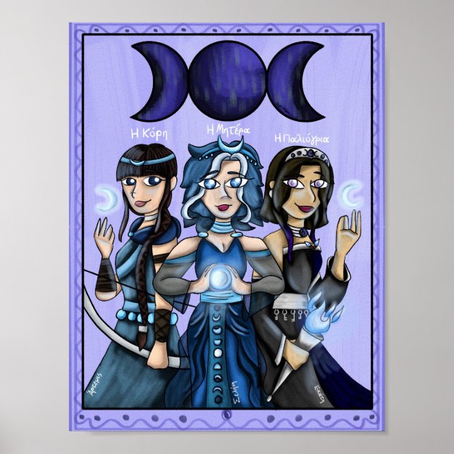 Halloween Greek Mythology Moon Goddesses Art Print (Front)