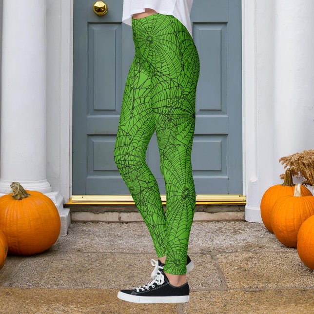Halloween Green and Black Spider Web Leggings (Creator Uploaded)