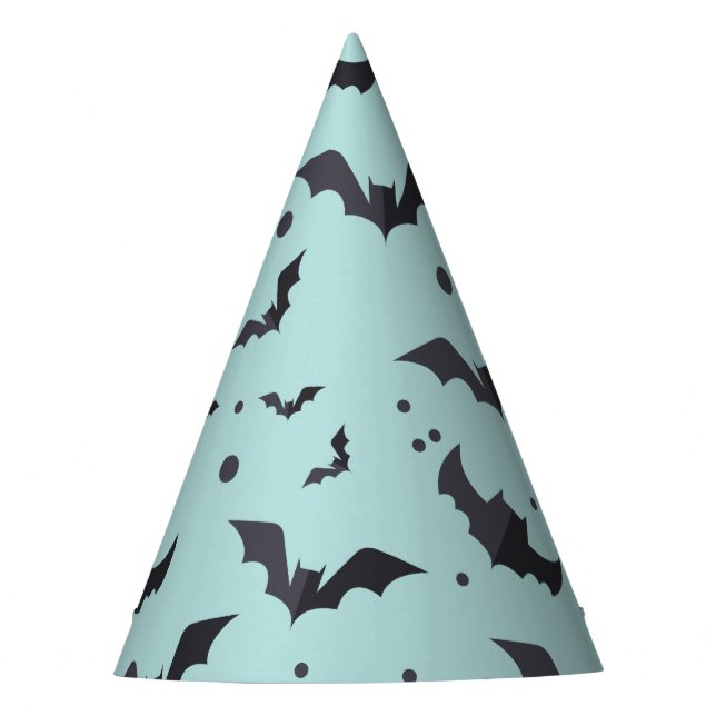 Halloween Green Bat Pattern Party Hat (Front)