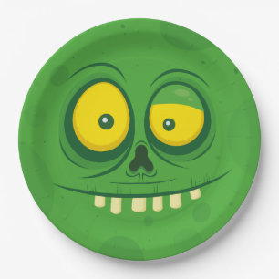 Halloween Green Monster Face Paper Plate