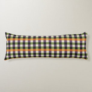 Halloween green, purple & black gingham pattern body cushion