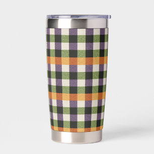 Halloween green, purple & black gingham pattern insulated tumbler