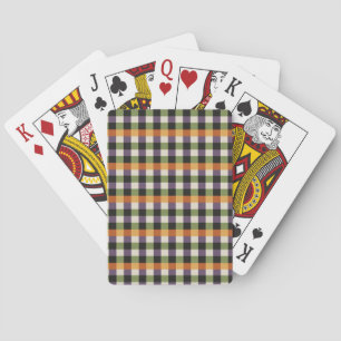 Halloween green, purple & black gingham pattern playing cards