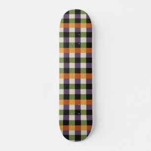 Halloween green, purple & black gingham pattern skateboard