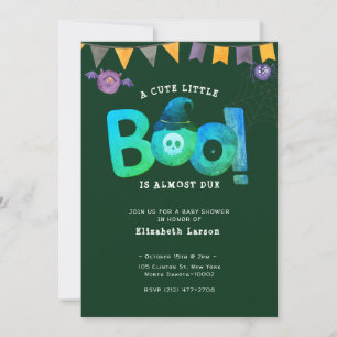 Halloween Green Themed Baby Shower Cute Party Invitation