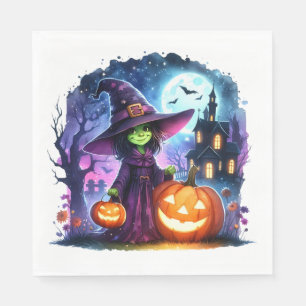 Halloween Green Witch Paper Napkin