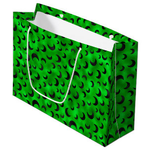 HALLOWEEN GREEN WITH BLACK HALF MOONS LARGE GIFT BAG