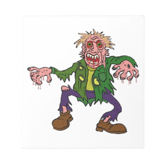 Halloween Green Zombie Monster Notepad (Front)