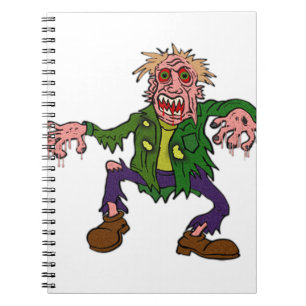 Halloween Green Zombie Monster Spiral Notebook