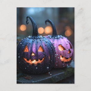 Halloween greeting card creepy pumpkin