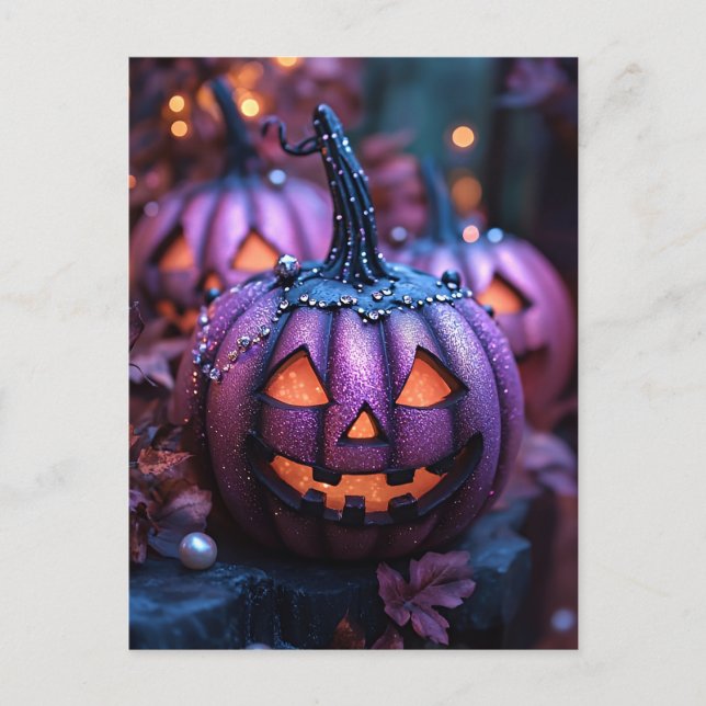 Halloween greeting card creepy pumpkin (Front)