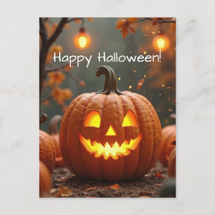 Halloween greeting card creepy pumpkin