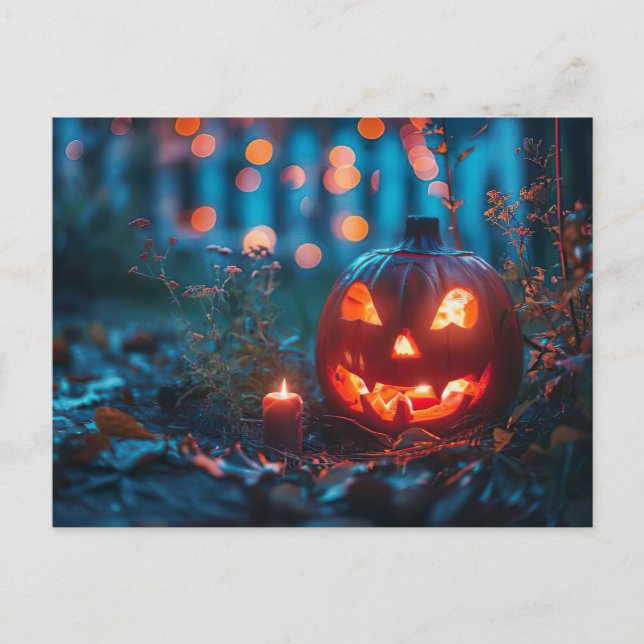 Halloween greeting card creepy pumpkin (Front)