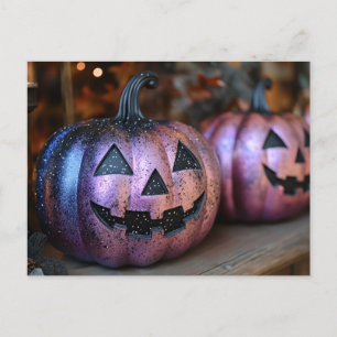 Halloween greeting card creepy pumpkin