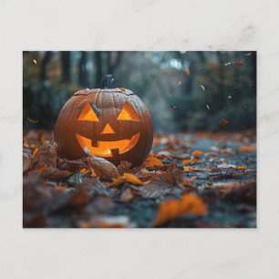 Halloween greeting card creepy pumpkin