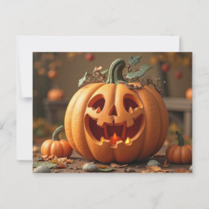 Halloween greeting card creepy pumpkin