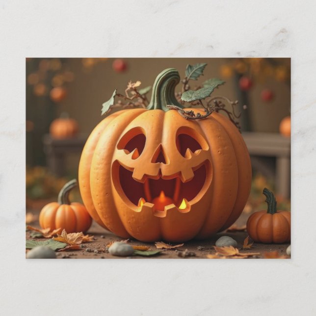 Halloween greeting card creepy pumpkin (Front)