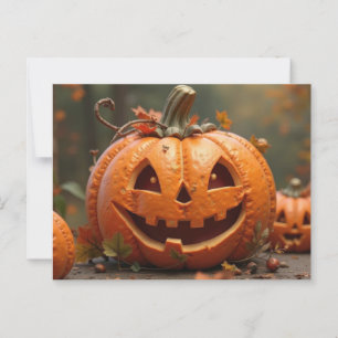 Halloween greeting card creepy pumpkin