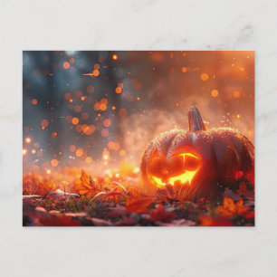 Halloween greeting card creepy pumpkin