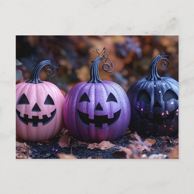 Halloween greeting card creepy pumpkin (Front)
