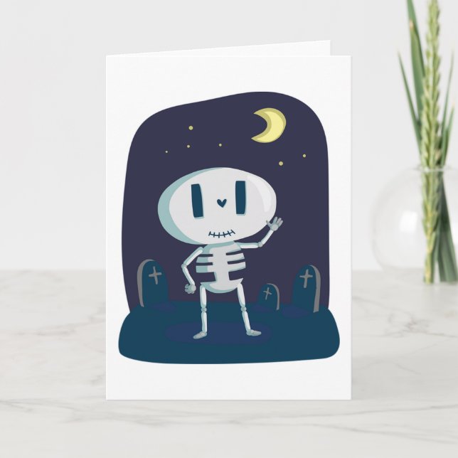 Halloween Greeting Card/Cute Skeleton Card (Front)