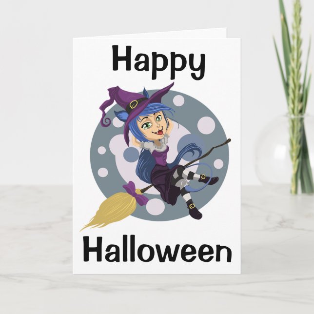 Halloween Greeting Card/Cute Witch Card (Front)
