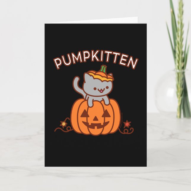 Halloween Greeting Card: PUMPKITTEN Cat Card (Front)