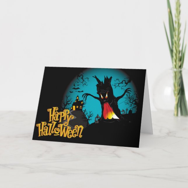 Halloween Greeting Card/Spooky Scene Card (Front)