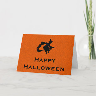 Halloween Greeting Card with Flying Witch