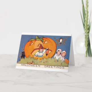 Halloween Greeting Kids, Pumpkin, Owl Card
