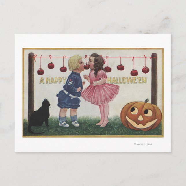 Halloween GreetingApples on String Postcard (Front)