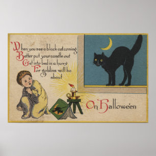 Halloween GreetingBlack Cat Poster