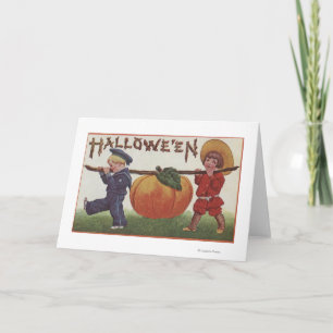 Halloween GreetingCarrying Pumpkin Card