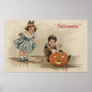 Halloween GreetingCarving Pumpkin Poster