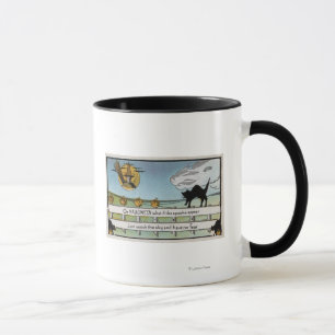 Halloween GreetingCat on Fence Mug