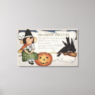 Halloween GreetingCrows Canvas Print
