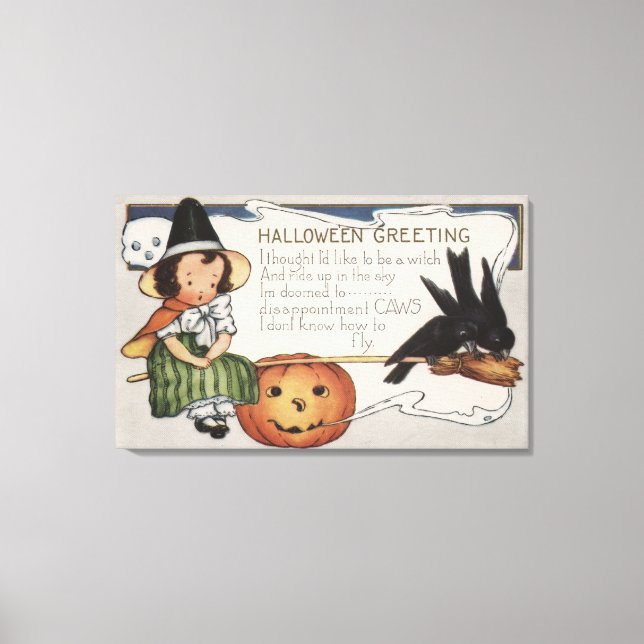Halloween GreetingCrows Canvas Print (Front)