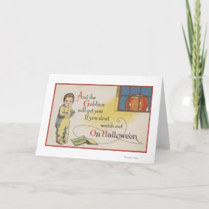 Halloween GreetingGoblin in Window Card