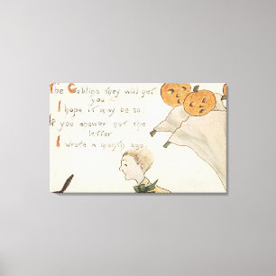 Halloween GreetingJack-O-Lantern Ghosts Canvas Print