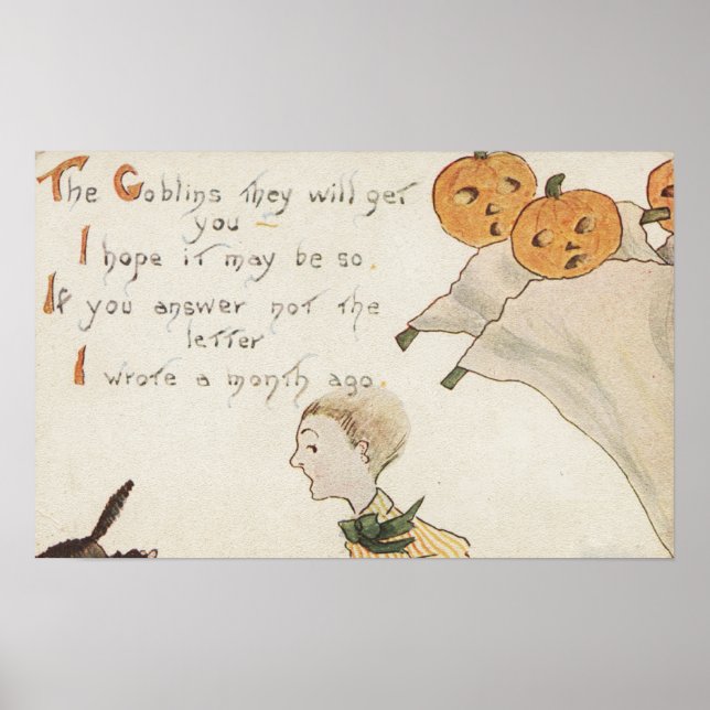 Halloween GreetingJack-O-Lantern Ghosts Poster (Front)